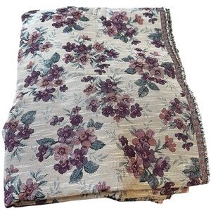 Vintage‎ Floral Tapestry Fabric 74x55” Plum Sage Cottagecore